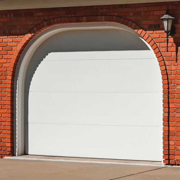 garage door with brick arch