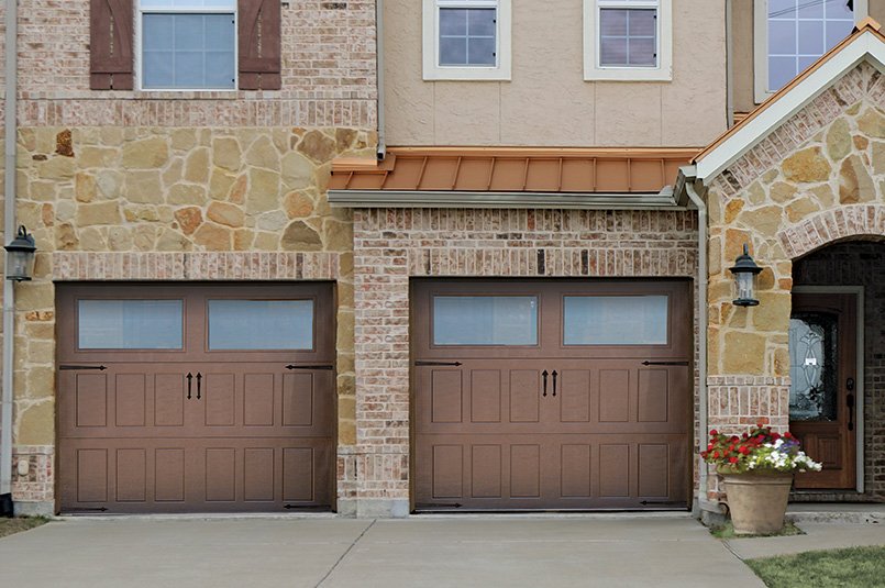 two car garage with 2 garage doors